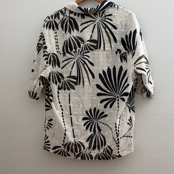 Zara Black and White Palm Print Dress Shirt - Picture 3 of 4